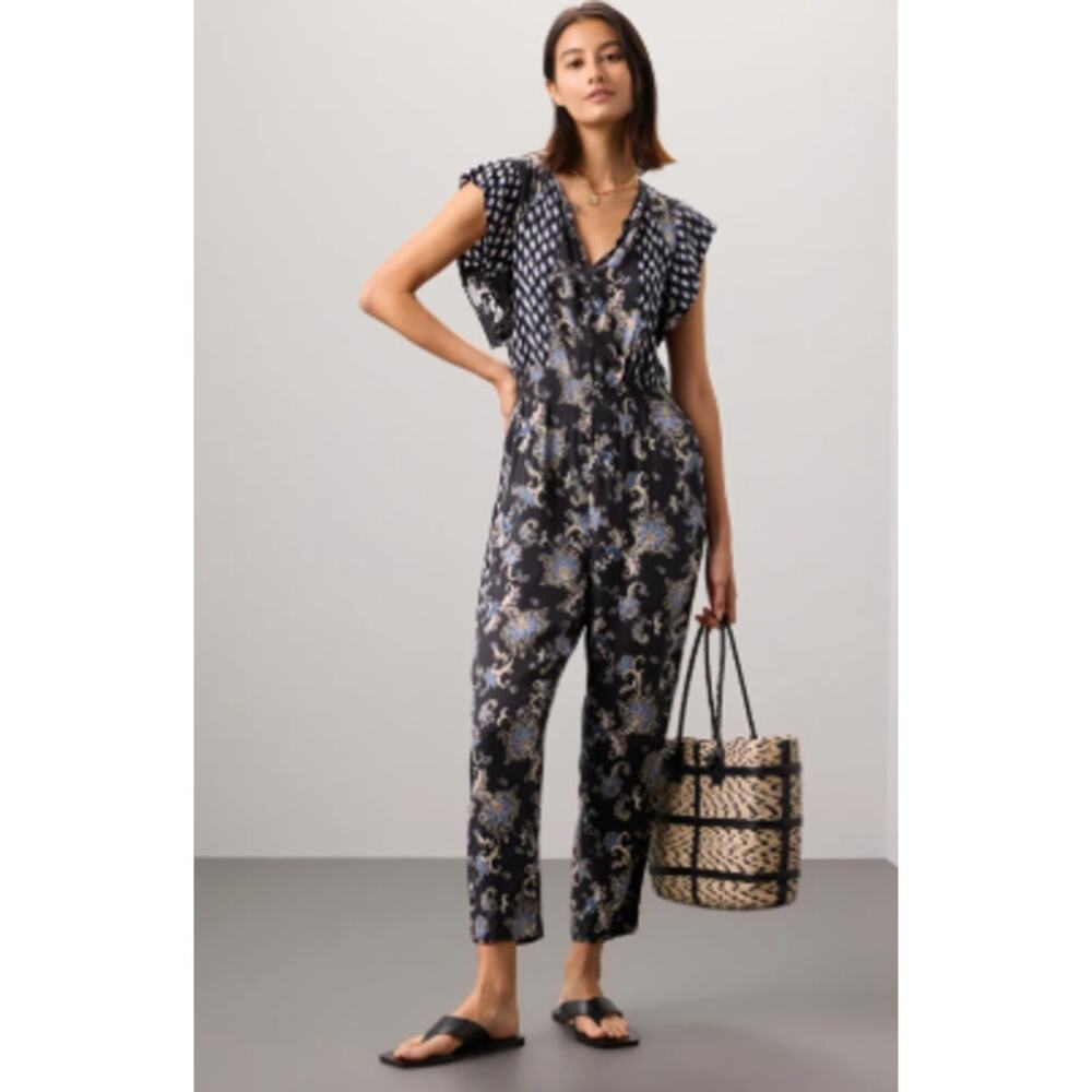 Rebecca Taylor Sleeveless Paisley Silk-Blend Jumpsuit